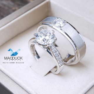 Madduckjewels แหวนเงินแท้ เพชร CZ ชุบโรเดียม RG1418WGR-RG2026