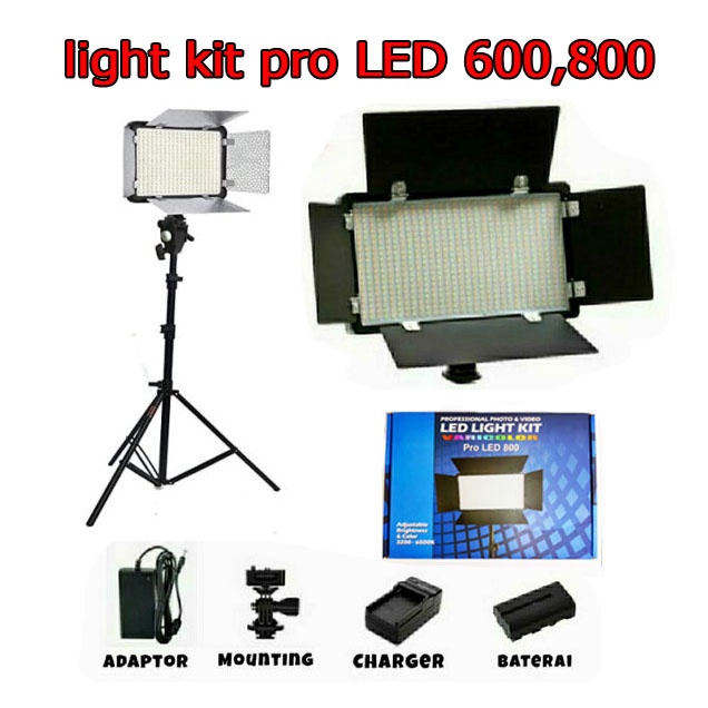 Professional Photo & Video LED Light Kit Pro LED 600+ 800+ มีแบต 2 ก้อน นอกสถานที่ได้ พร้อมขาตั้ง #8