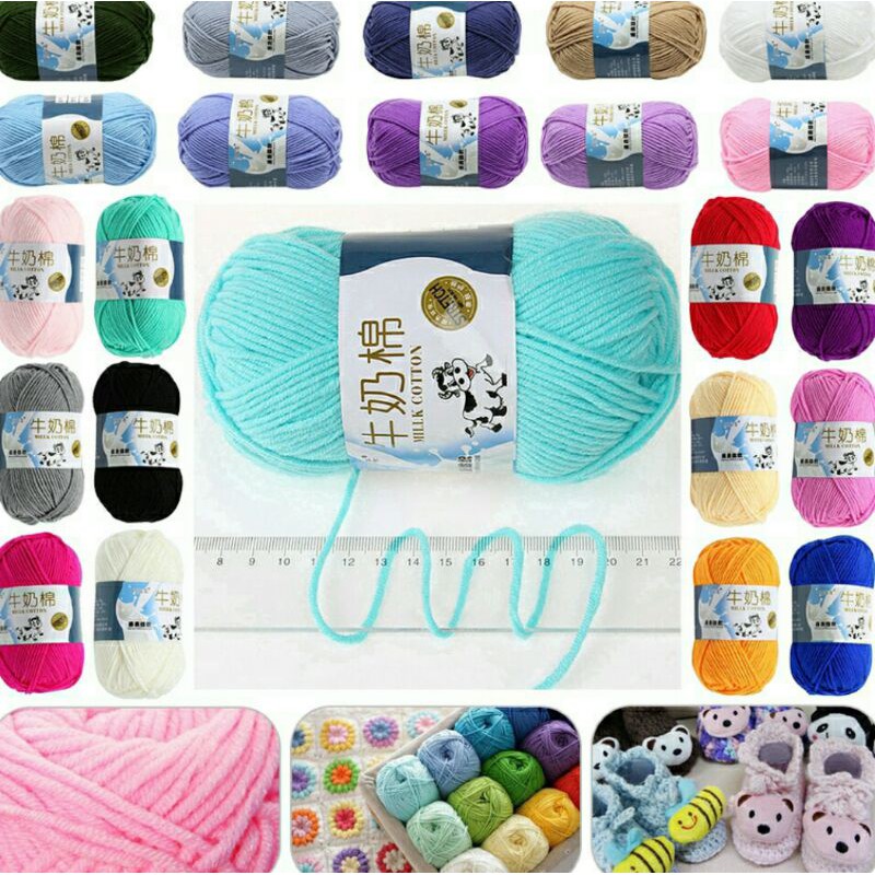 ไหมพรม คอตตอนนม5ply milkcottonyarn yarn เบอร์1-36