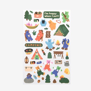 Jelly Bear Sticker - 28 Camping สติกเกอร์หมีจิ๋ว จาก Dailylike ลิขสิทธิ์แท้