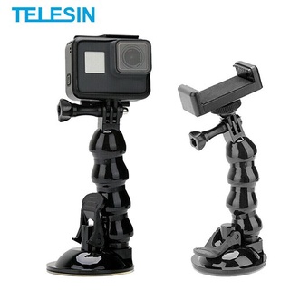 TELESIN ตัวดูดกระจก Suction Cup Flexible Mount Holder &amp; Phone Clip มีตัวจับมือถือ สำหรับ Gopro , Action Camera