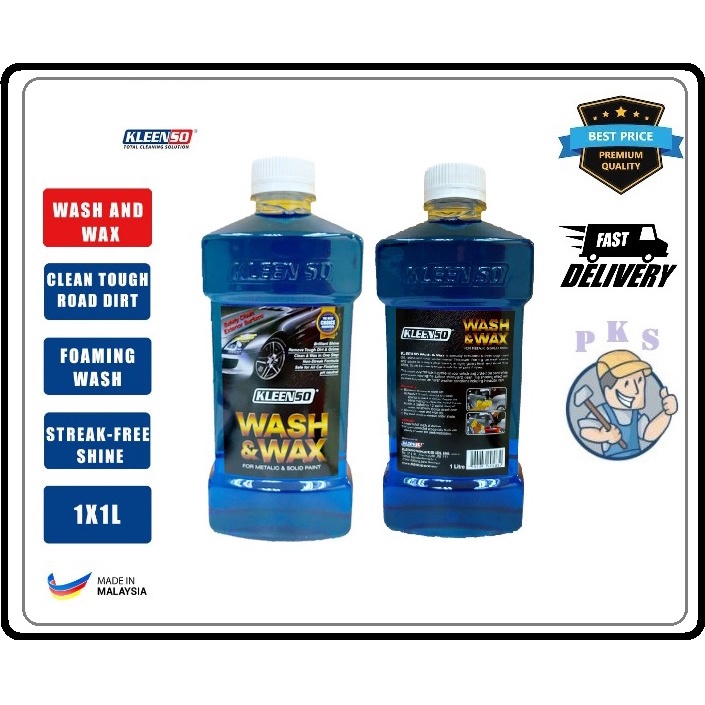 Kleenso 1L ล้างรถและแว็กซ์สําหรับสีเมทัลลิกและสีแข็ง/Cecair cuci & Wax Kereta