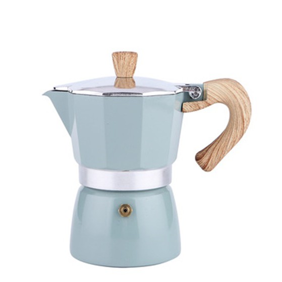 blue หม้อกาแฟต้ม แบบหนา สไตล์ยุโรป หม้ออลูมิเนียม แปดเหลี่ยม เครื่องชงกาแฟ หม้อกาแฟ moka pot