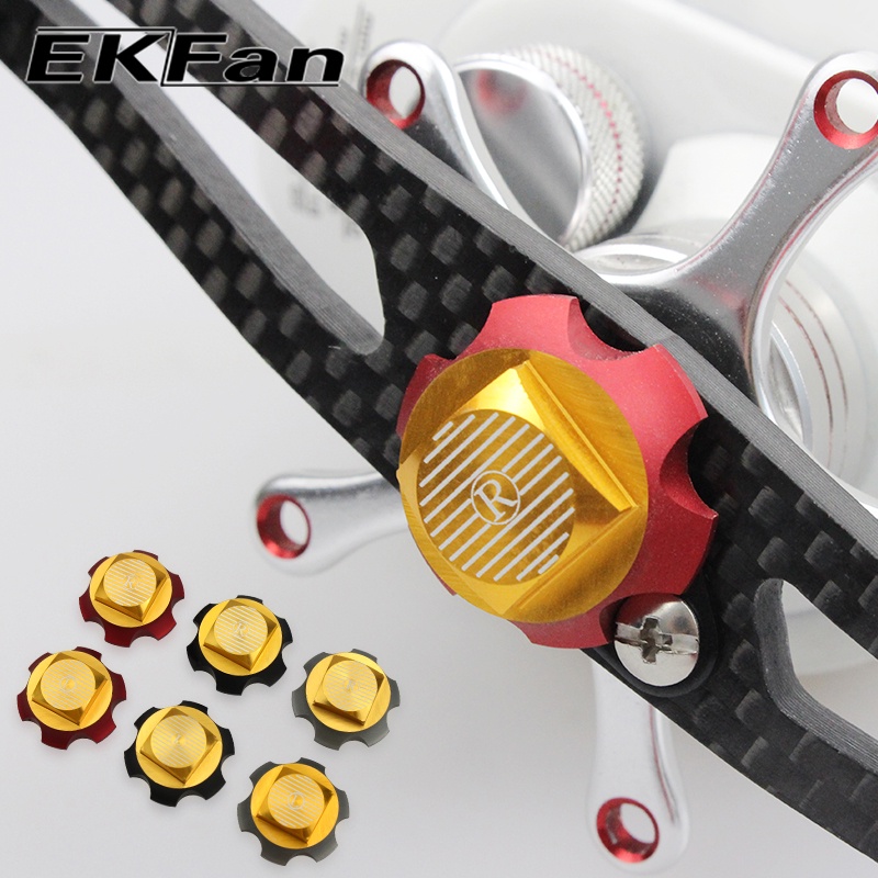 Ekfan 1 ชิ ้ นคุณภาพสูงซ ้ ายมือขวามือ Crank Nut สกรูพร ้ อมแผ ่ นสําหรับตกปลา Reel สกรูหมวก