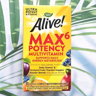 (Natures Way®)  Alive! Max6 Potency Multivitamin 90 Capsules อาหารเสริมวิตามินรวม