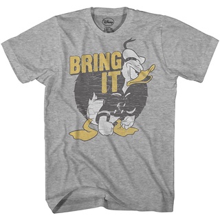 เสื้อยืดวินเทจ100%cotton เสื้อ ยืด ราคา ส่ง Disney Donald Duck Bring It Funny Humor Retro Vintage Disneyland World Land