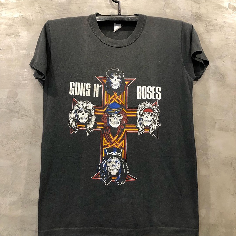 เสื้อยืดแขนสั้น พิมพ์ลาย Guns'N'Roses Guns And Roses Gun แนวสตรีท สไตล์วินเทจ สําหรับผู้ชาย