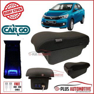 Perodua Bezza HC Cargo Premium USB LED ไฟแสดงสถานะสองชั้นที่วางแขนในรถยนต์