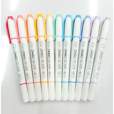 ปากกาไฮไลท์ Oniso Soft Color ขนาดหัวปากกา (Broad 3.8mm.) เเละ (Fine 2.3mm.) สีพาสเทล