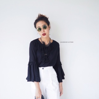 เสื้อคอกลมแขนระบาย