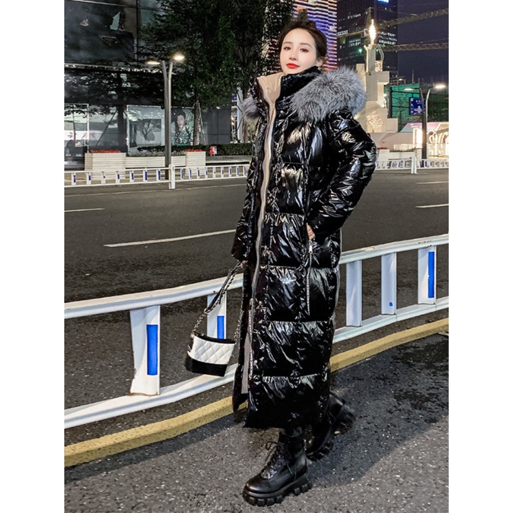 ผลิตภัณฑ์อย่างเป็นทางการ2022 New X-Long Winter Down Jacket Women White Duck Down Coat  Loose Real Natural Fox Fur Collar