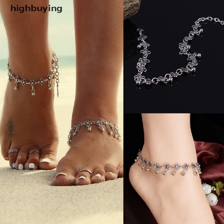 [การซื้อสูง] 1พีซี ดอกไม้เงินโบราณสร้อยข้อเท้าขนาดเล็กสร้อยข…