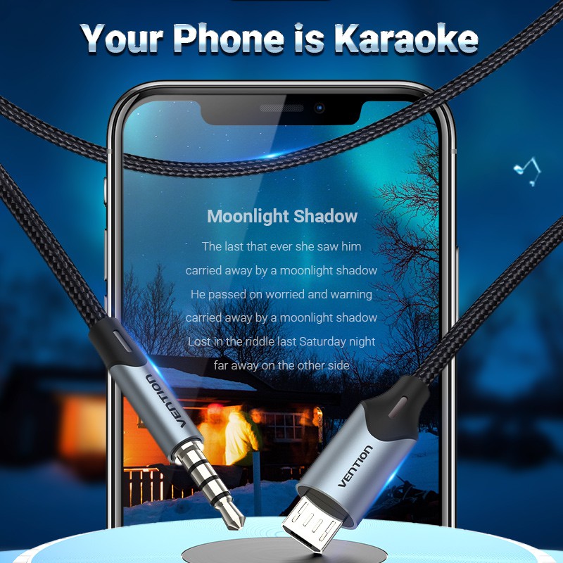 Vention Live Streaming Cable Micro Usb ถึง 3.5 มม.V8 การ์ดเสียงแถบร้องเพลงไมโครโฟนบันทึกสําหรับคาราโอเกะ