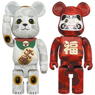 gachabox Bearbrick Bape Lucky Cat &amp; Daruma Set 400% แบบริค พร้อมส่ง