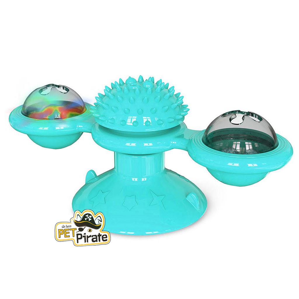 Rotate Windmill Cat Toy ของเล่นแมว กังหันบอลม้าหมุน 360 องศา ไฟกระพริบ มีช่องสำหรับใส่แคทนิป หัวยางนุ่มกัดเคี้ยวขัดฟัน