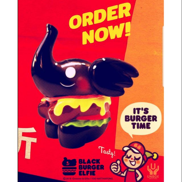 Elfie black burger / designer toy