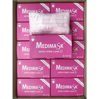 Medimask ASTM level 1 หน้ากากอนามัย 3ชั้น 50ชิ้นต่อกล่อง เกรดการแพทย์ ใช้ในโรงพยาบาล พร้อมส่ง