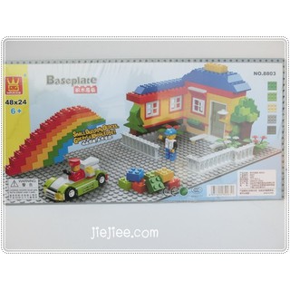 JNON004 Baseplate สำหรับเป็นฐานต่อ lego ขนาด 48x24 cm สีเทา