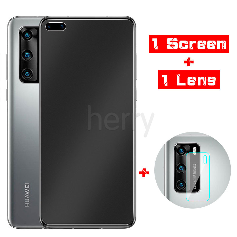 [ฟรี 1 เลนส์กล้อง] 2 In 1 ฟิล์มกระจกนิรภัยกันรอยนิ้วมือเนื้อแมตต์กันรอยนิ้วมือสําหรับ Huawei P30 P40 P20 Lite Mate 20 Honor 8X Nova 3I 5T 7I 7 Se Y7A Y7P Y6P Y5P Y7 Pro Y9 Prime 2019
