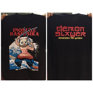 เสื้อยืดผ้าฝ้ายพรีเมี่ยม เสื้อดาบพิฆาตอสูร Demon Slayer Inosuke กระบวนท่า T-shirt เสื้อยืด