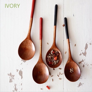 IVORY Hand Made Wooden Spoon Eco-friendly Tableware Soup Spoon Round Spoon Head Japanese Style Wood Handle Coffee High Quality Dessert Utensils