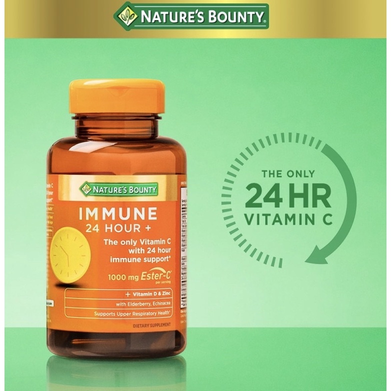 🔥พรีออเดอร์🔥Nature's bounty Immune 24hr.  Ester-C 1,000 mg ปริมาณ 120 softgel