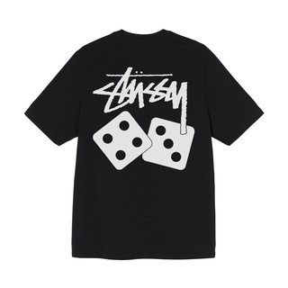 เสื้อยืดพิมพ์ลายแฟชั่น STUSSY เสื้อยืดย้อมสี พิกเมนต์ลูกเต๋า ซุกซน