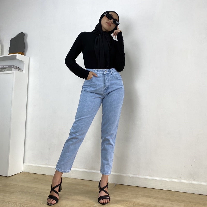 Zakiyastore - Boyfriend Aqua Ckey - Basic Boyfriend Jeans