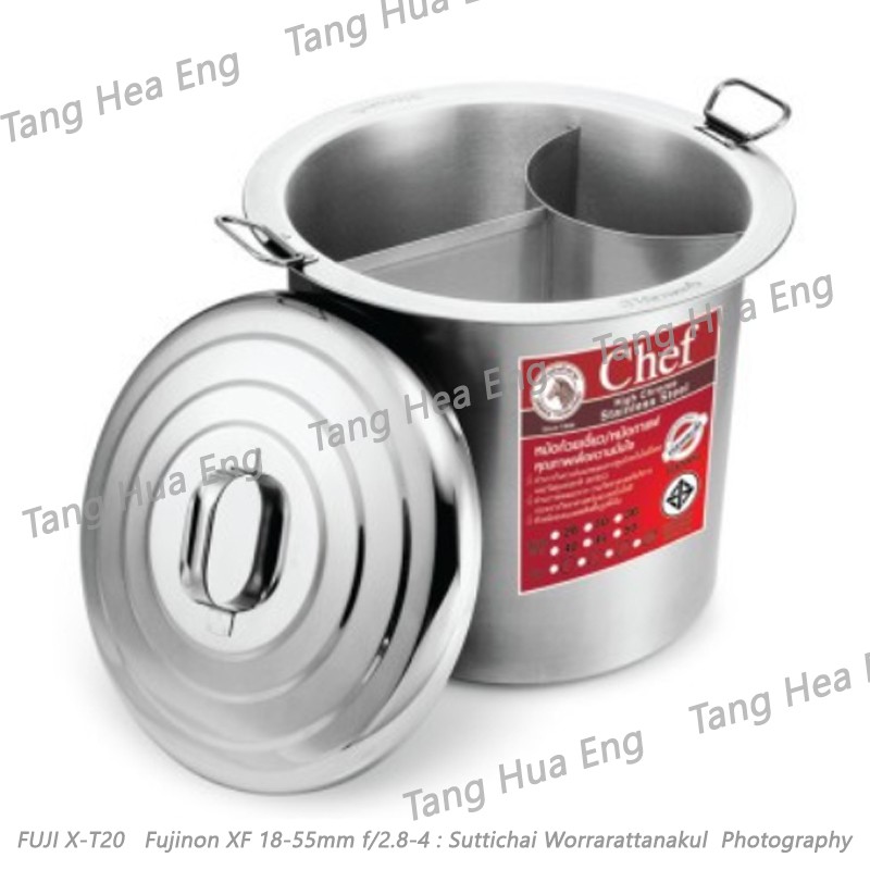 หม้อก๋วยเตี๋ยวสเตนเลส 45 ซม. 3 ช่อง โค้ง Chef ตราหัวม้าลาย