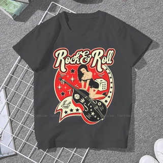 เสื้อยืดผ้าฝ้ายพิมพ์ลาย เสื้อยืดลําลอง แขนสั้น คอกลม พิมพ์ลาย Rockabilly ทรงหลวม สไตล์ร็อคแอนด์โรล สําหรับผู้ชาย