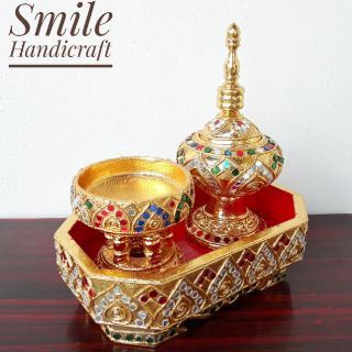 สุดคุ้ม!! ชุดถาดไม้ 3 ชิ้น ลายกลีบบัว