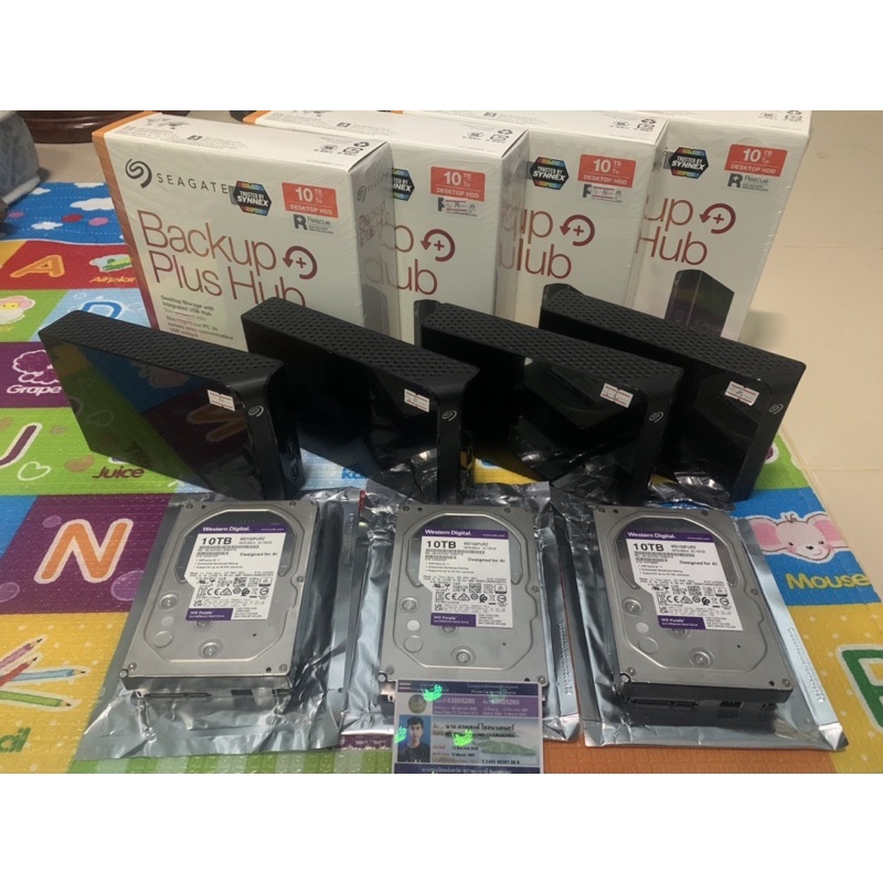 hdd wd purple 10t 3 ลูก/ seagate backup plus 10t 4ลูก รวม70tb รวม plot สนใจคุยเพิ่มเติมได้