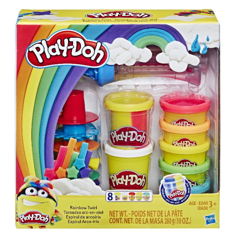play doh rainbowTwirl Set, 8 Cans of 3-in-1 Rainbow Compound (10 ounces Compound)