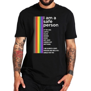 เสื้อยืดผ้าฝ้ายพิมพ์ลายแฟชั่น เสื้อยืด พิมพ์ลาย I Am A Safe Person And Will Hold Space For You Lgbtq+ Pride Quote Funny