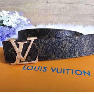 เข็มขัดผู้ชาย​สายลาย LV โมโนแกรม​ หัวเข็มขัดทองลายLV