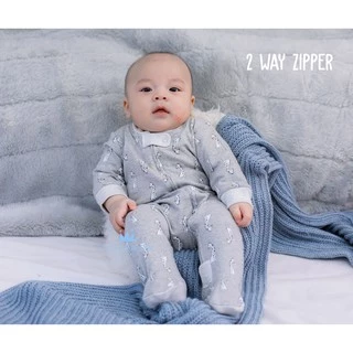 Zuper Mom 0-24 เดือน ชุดหมีเด็กอ่อน ซิป รุ่น 2 WAY ZIPPER บอดี้สูทเด็กอ่อน ชุดเด็กแรกเกิด บอดี้สูทหุ้มเท้า no.9003