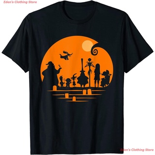 Edens Clothing Store New Disney The Nightmare Before Christmas Halloween Silhouette T-Shirt เสื้อยืดผ้าฝ้าย 471