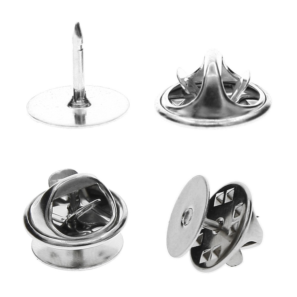 Pack of 50 Gold Silver Tie Tacks Blank Pins with Clutch Back 10mm Pad 8mm Post