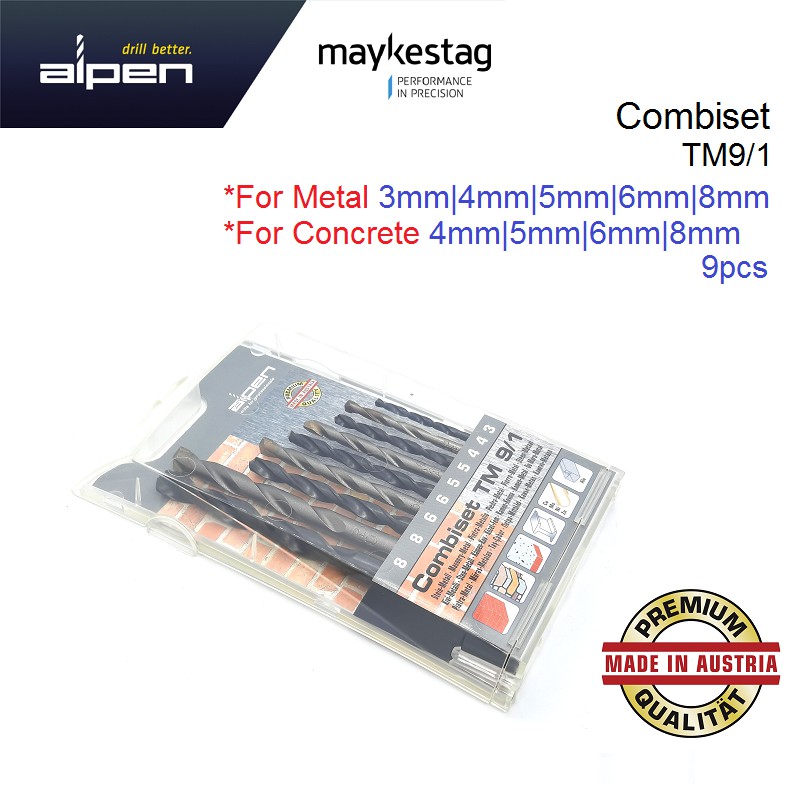 Alpen 9PCS Metal Masonry Combiset TM9/1 ชุดดอกสว่าน