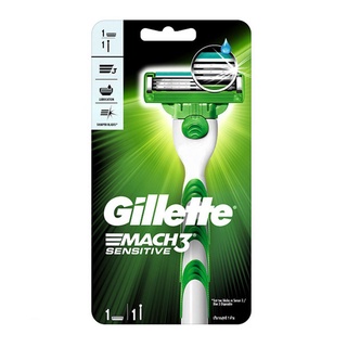 ✨ฮิตสุด✨ Gillette ด้ามมีดมัคทรีเทอร์โบเซนซิทีฟ Gillette Mach3 Turbo Sensitive Razor 🚚พร้อมส่ง!! 💨