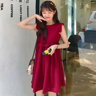 Oxford dress 🖤❤️ Newwww ❤️🖤 สินค้าพร้อมส่ง มินิเดรสแขนตัดเย็บระบายเล็กๆ