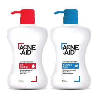 Acne-Aid Liquid Cleanser แอคเน่ เอด ทำความสะอาดผิวหน้า ขนาด 500 ml สูตร Liquid สีแดง 15414 / Gentle สีฟ้า 15415