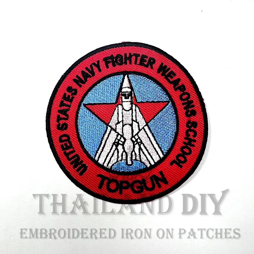 ตัวรีดติดเสื้อ งานปัก ชุดนักบิน Topgun นักบินทหารอากาศ Top Gun School Patch DIY WOP ตัวรีด อาร์มติดเ