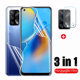 3 in 1 ฟิล์มไฮโดรเจล ป้องกันหน้าจอ และเลนส์กล้อง สําหรับ Oppo A74 A54 A94 F19 Pro 5G A 74