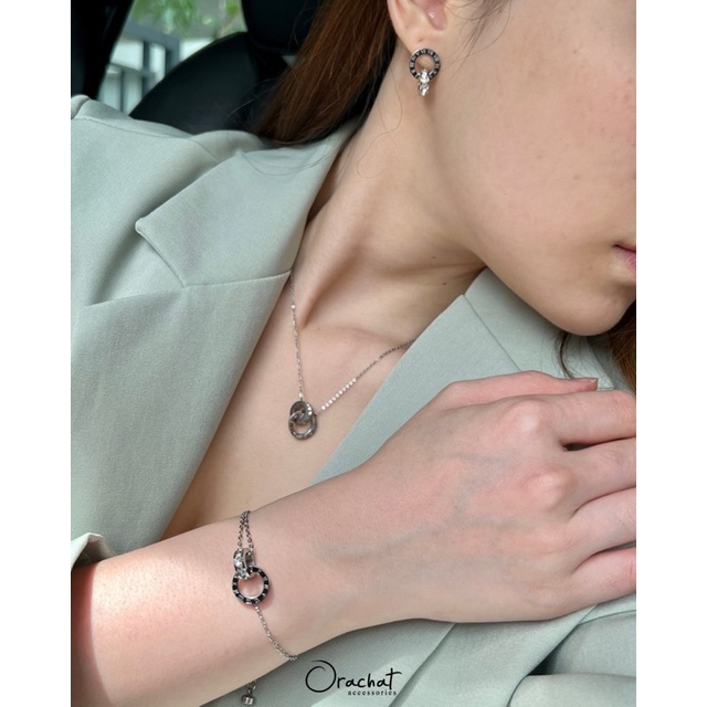Vickii cross TM 14k ENB set. (เซ็ตต่างหู ข้อมือ สร่อยคอ งานชุบ 14k (สแตนเลส) สวย ทน เงา โดนน้ำ โดนน้ำหอมได้สบายๆเลยค่ะ)