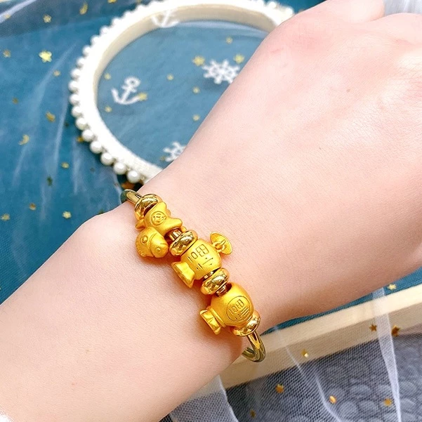 สร้อยข้อมือลูกปัดทรงกลมขนาดเล็ก สีทอง สำหรับทำเครื่องประดับ DIY thumbnail 5