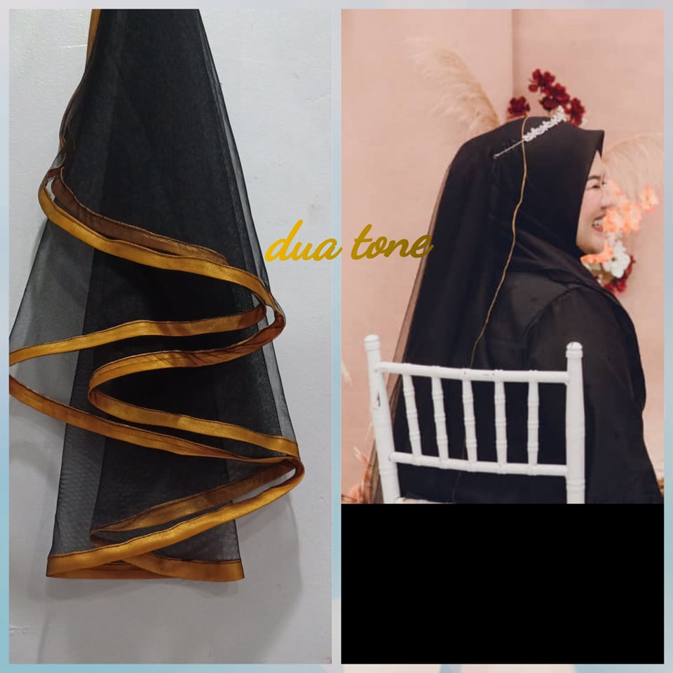 ผ้าคลุมหน้า VEIL NIKAH Pengantin เรียบง่าย,Black Gold,veil,Veil Veil viral,