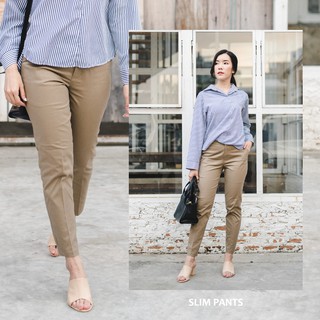 Slim pants กางเกงขายาวทรงสลิม - Peanut brown