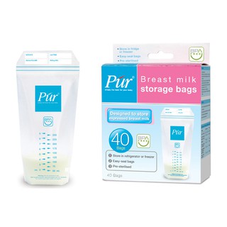 (แพคคู่) ถุงเก็บน้ำนม 40 ชิ้นBreast Milk Storage Bag- 40 pk by Pur มั่นใจคุณภาพ ถุงหนา คุณภาพดี