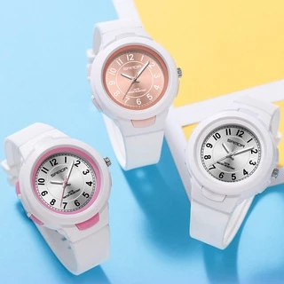 Sanda 2022 นาฬิกาข้อมือสปอร์ต กันน้ํา สีพื้น สําหรับเด็กผู้ชาย ผู้หญิง 6095-7